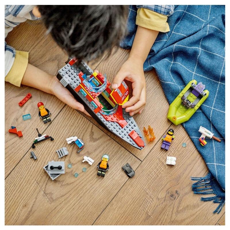 LEGO City Fire Rescue Boat Building Toy Set - 144 Pcs