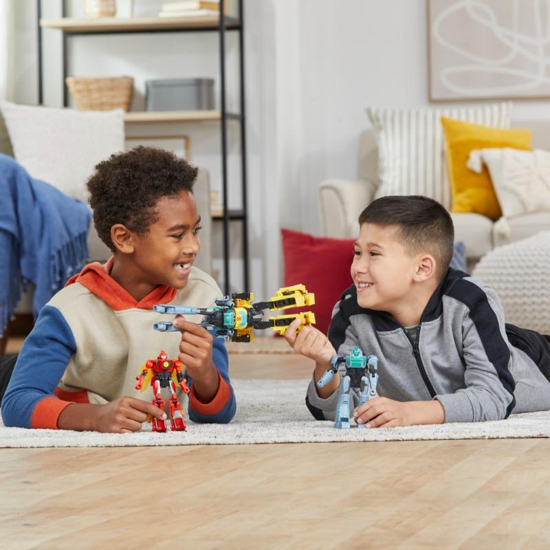 Transformers Earth Spark Cyber Combiner Terran Twitch and Ruby Malto Figures