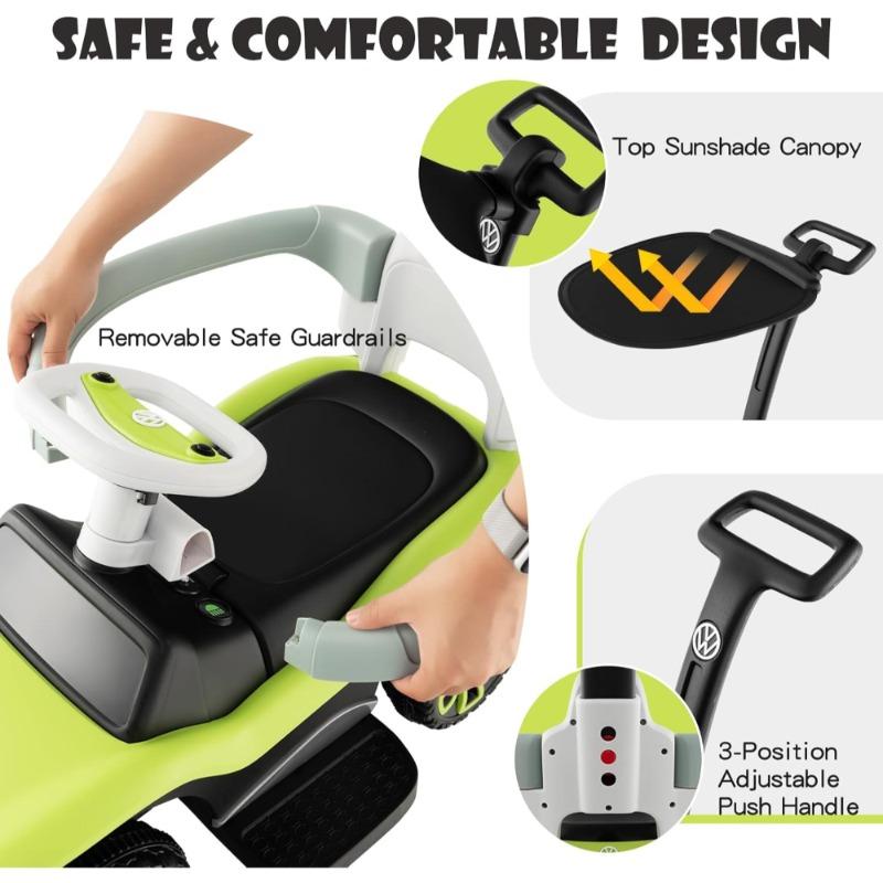 سيارة فولكس فاجن 3 في 1 للأطفال مع مظلة ومقبض دفع