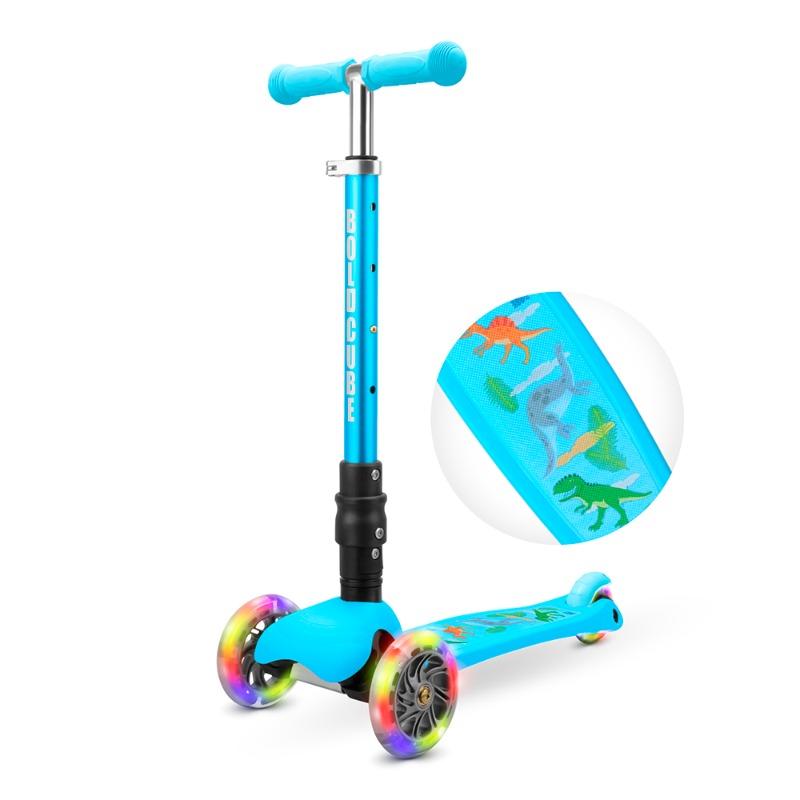 بولد كيوب - سكوتر ثلاثي العجلات قابل للطي على شكل ديناصور (أزرق)