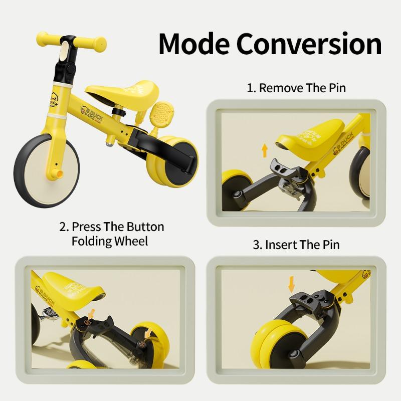 B.Duck 3-in-1 Toddler Tricycle & Balance Bike Model 1033 – Yellow