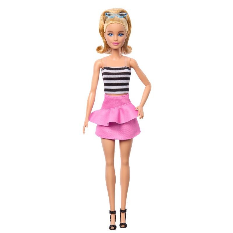 Barbie Fashion Barbie Doll in Pink Skirt and Striped Blouse