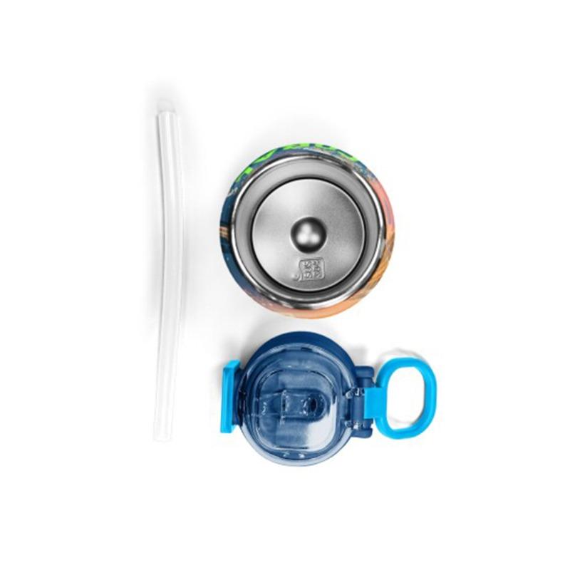 Coral High Kids Orange High Wheels Truck Patterned Straw and Direct Drinking Steel Thermos 500 ml