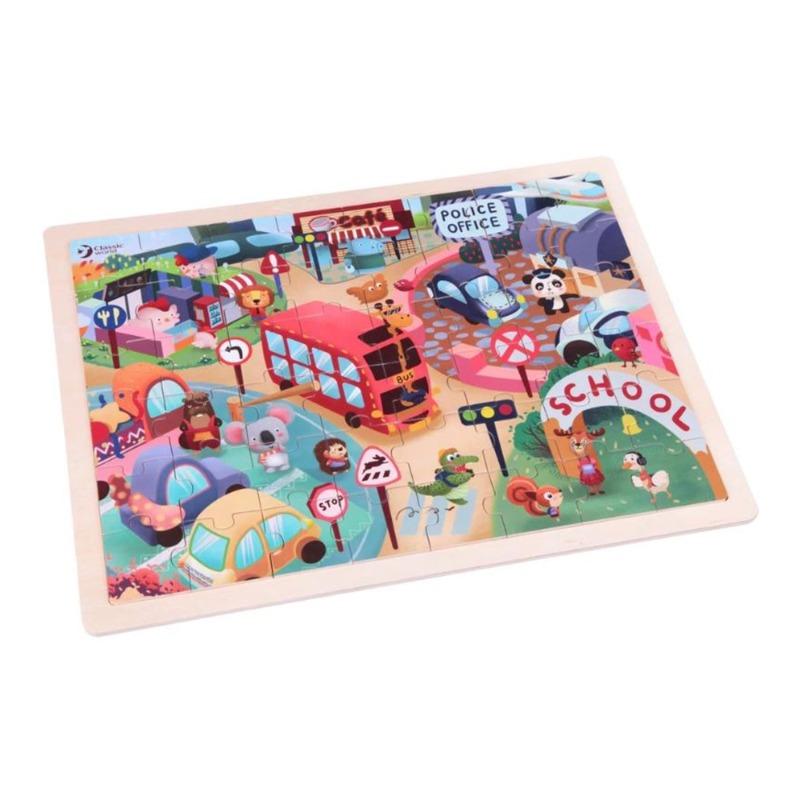 كلاسيك وورلد - بازل خشبي بتصميم مدينة الحيوانات