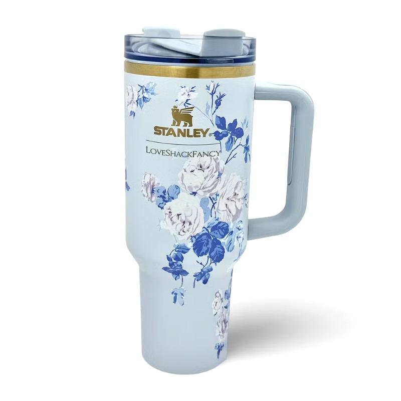 The Stanley X LoveShackFancy Holiday Quencher | 40 OZ Blue Rose