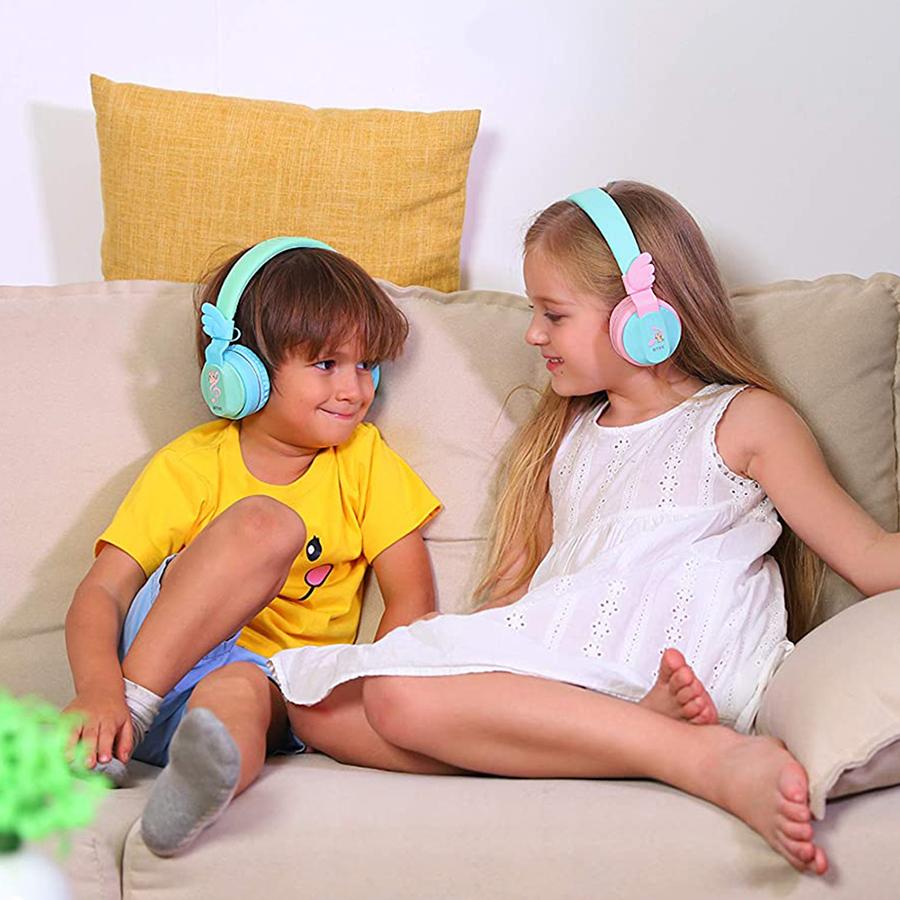 Riwbox Angle Wings Bluetooth Headphones Pink Green