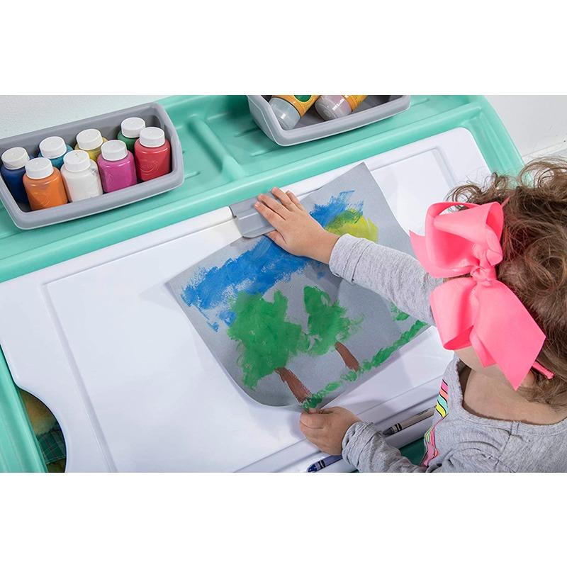 ستب2 - صندوق الألعاب وغطاء الفنون لون أخضر فاتح