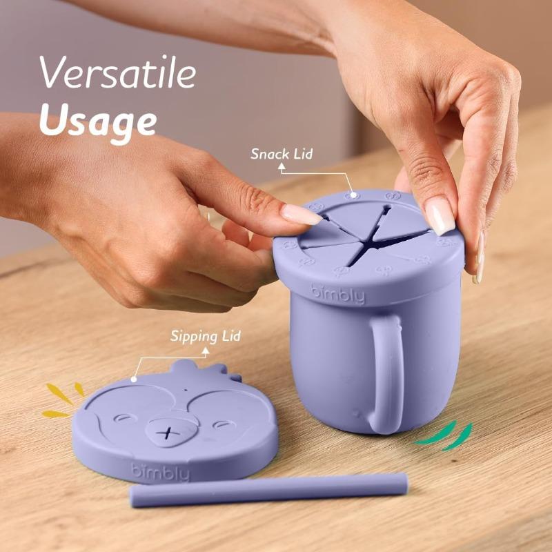 بيمبلي - طقم كوب سيليكون بماصة 4 قطع لون بنفسجي