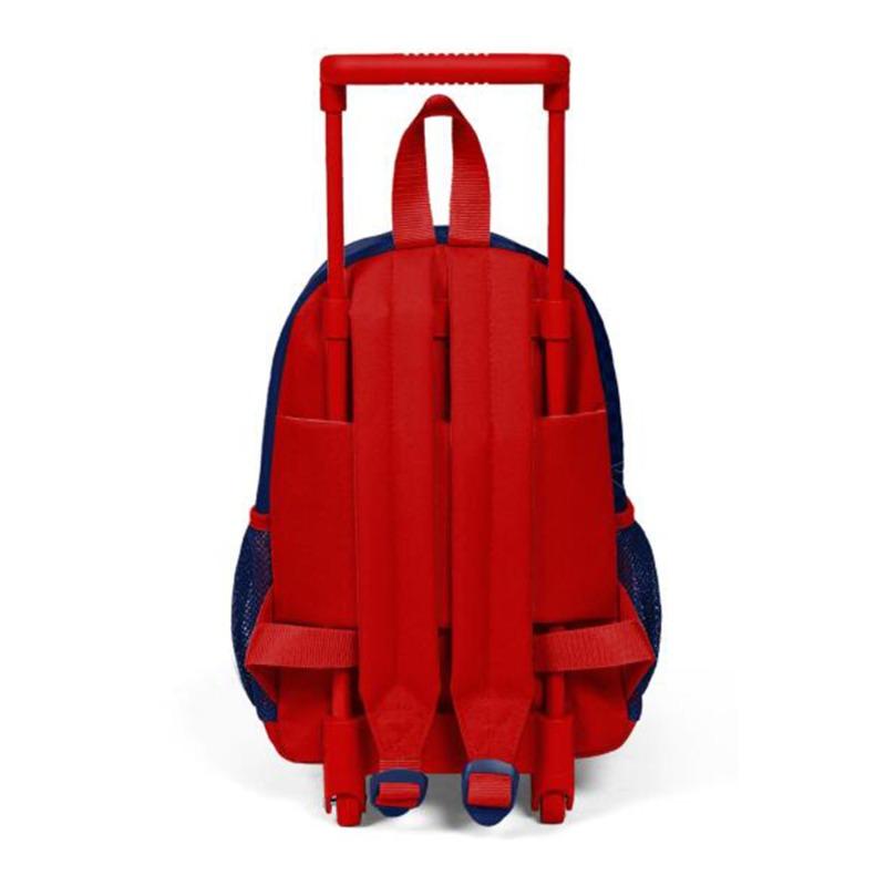 Small Spider Print Wheeled Backpack In Dark Blue