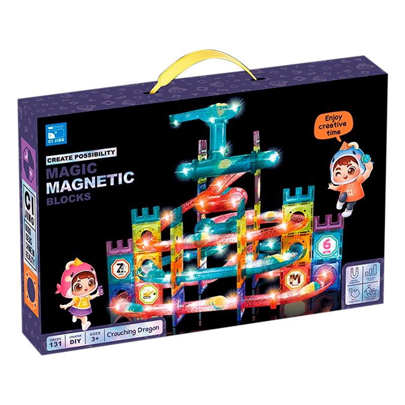 مجموعة بناء مغناطيسية مع اضاءة - 131 قطعة