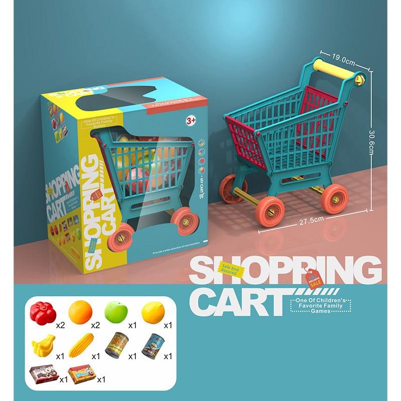 مجموعة لعب عربة السوبر ماركت لون أزرق