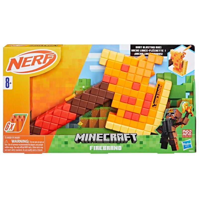Nerf Minecraft Firebrand Dart Axe with 6 Foam Darts