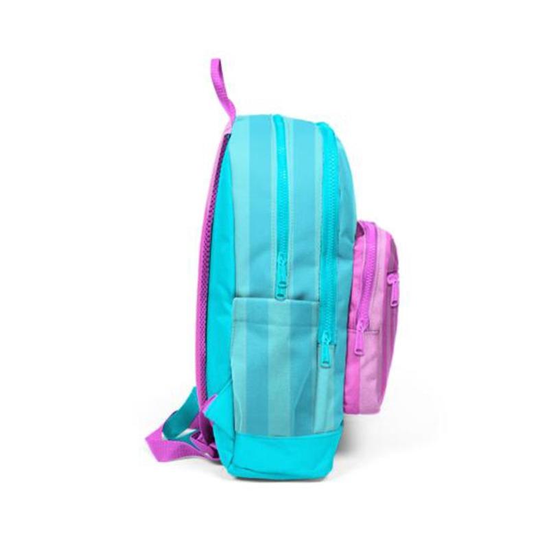 Coral High Kids Turquoise Pink Striped Four Compartment School Backpack