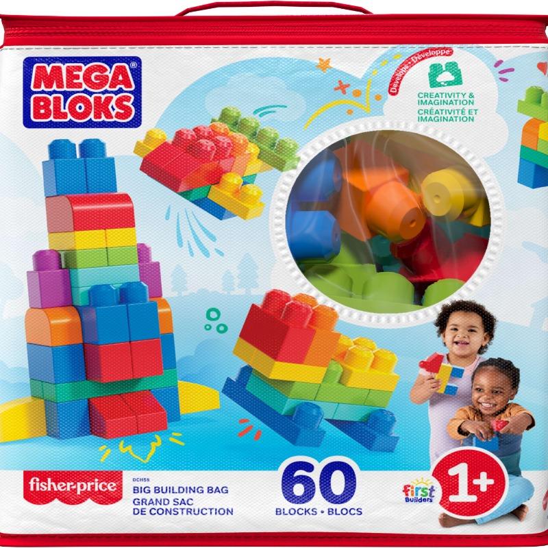 ميجا بلوكس - حقيبة كتل البناء 60 قطعة - لون أزرق