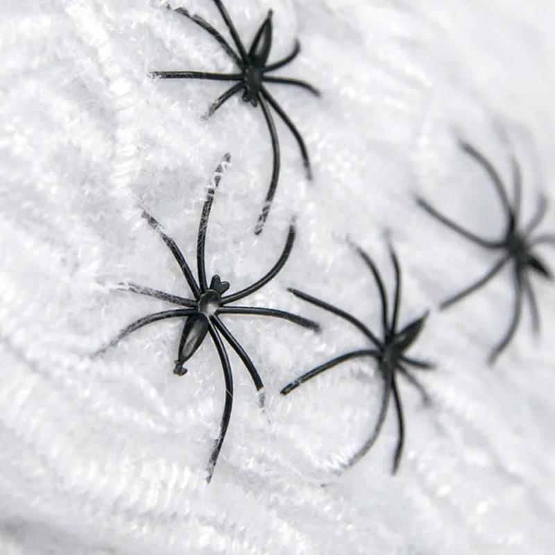 Mad Toys Creepy Black Spiders With White Spider Web Halloween - 8 Pcs