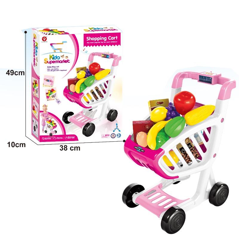 Kids Supermarket Shopping Cart 41 Pcs - Pink
