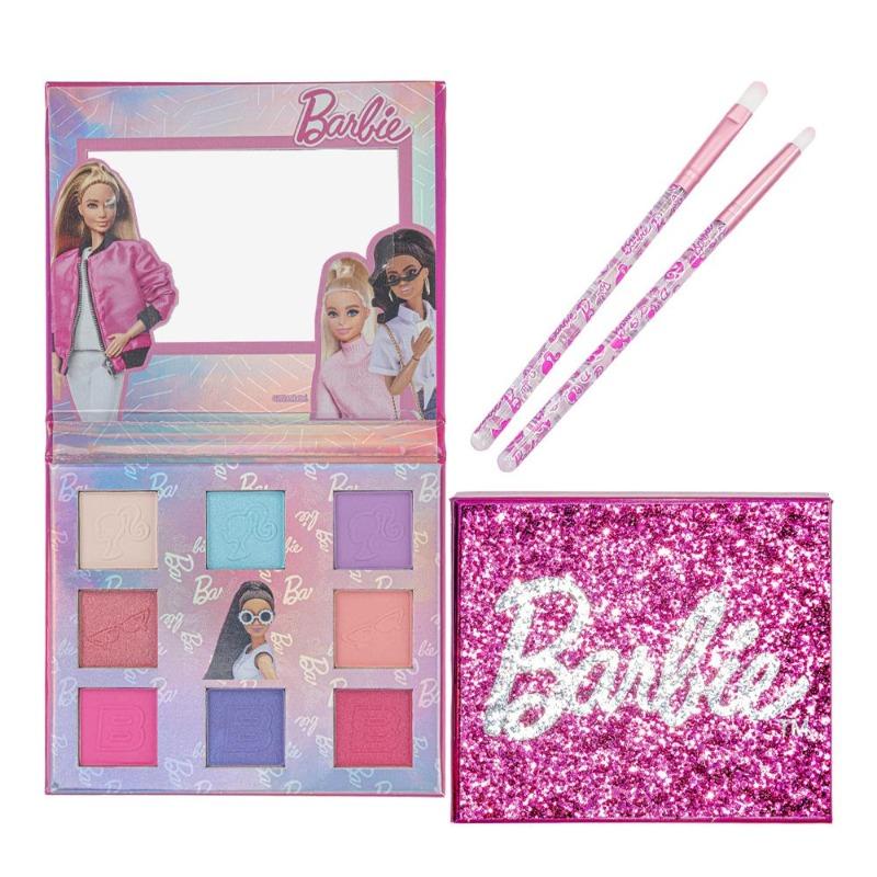 Barbie 8-Well Shimmer Eyeshadow Palette with Brushes for Kids