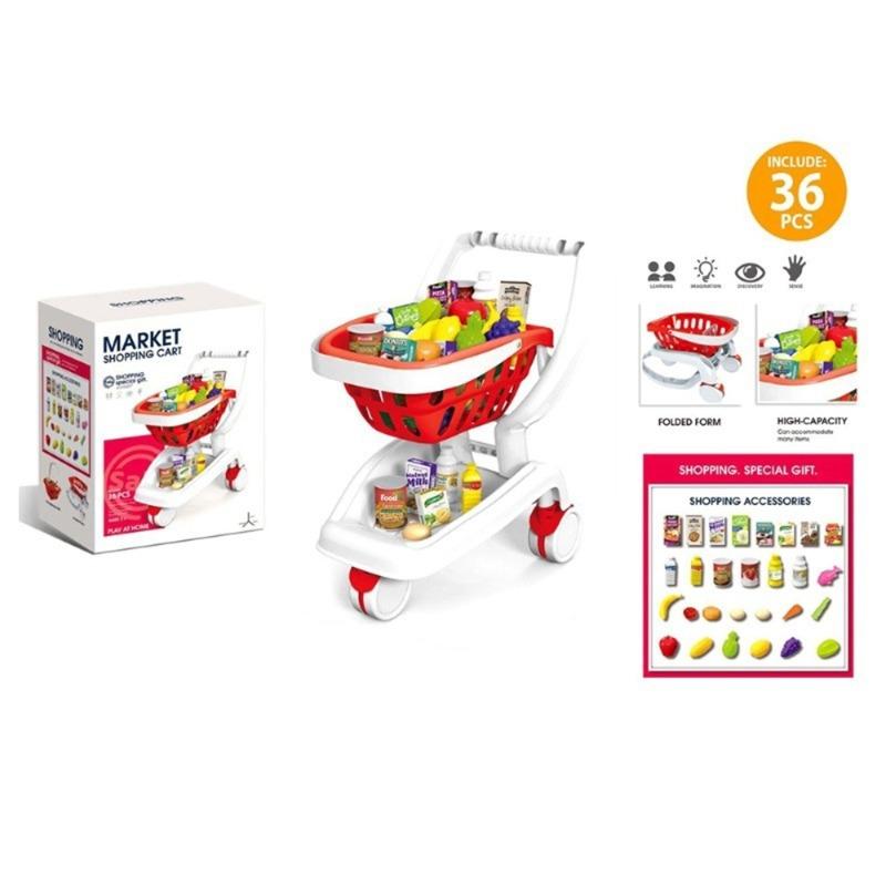 عربة تسوق لعب للأطفال - 36 قطعة