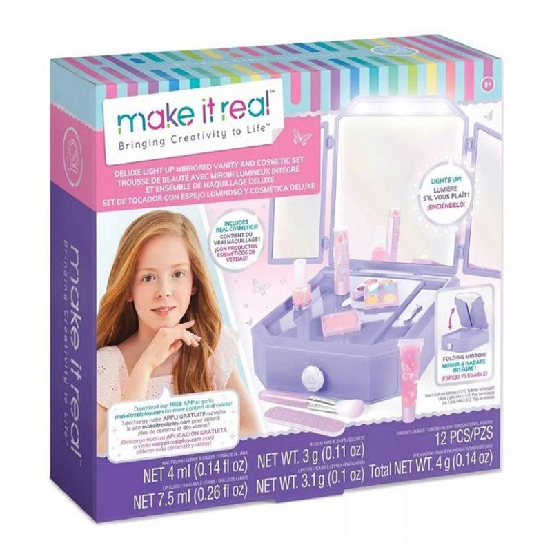 Make It Real Deluxe Light Up Mirrored Vanity and Cosmetic Set