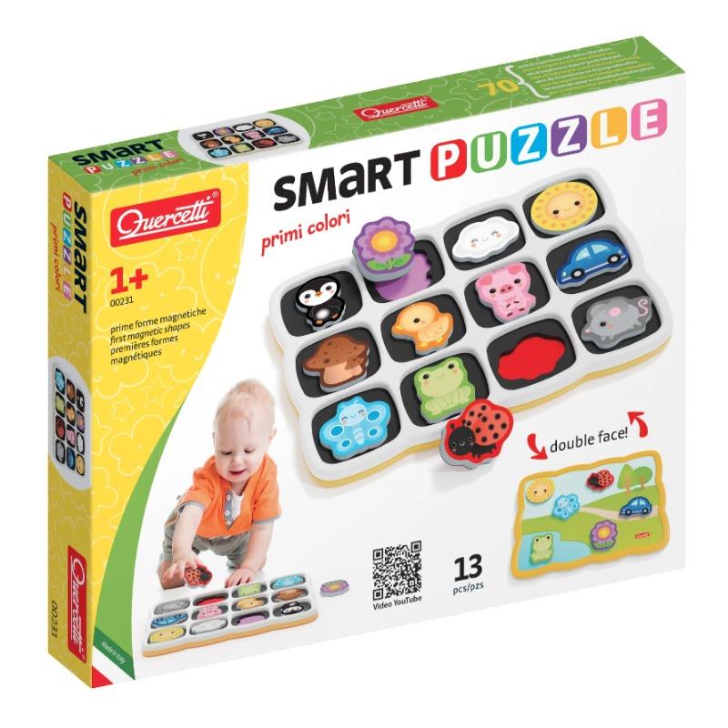 Quercetti Magnetic Puzzle Teaches Colors and First Words - 13 Pieces
