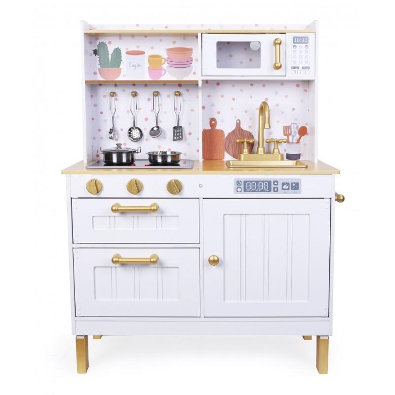 White & Gold Wooden Toy Kitchen