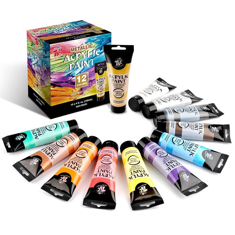 مجموعة ألوان الأكريليك ميتاليك - 12 لون