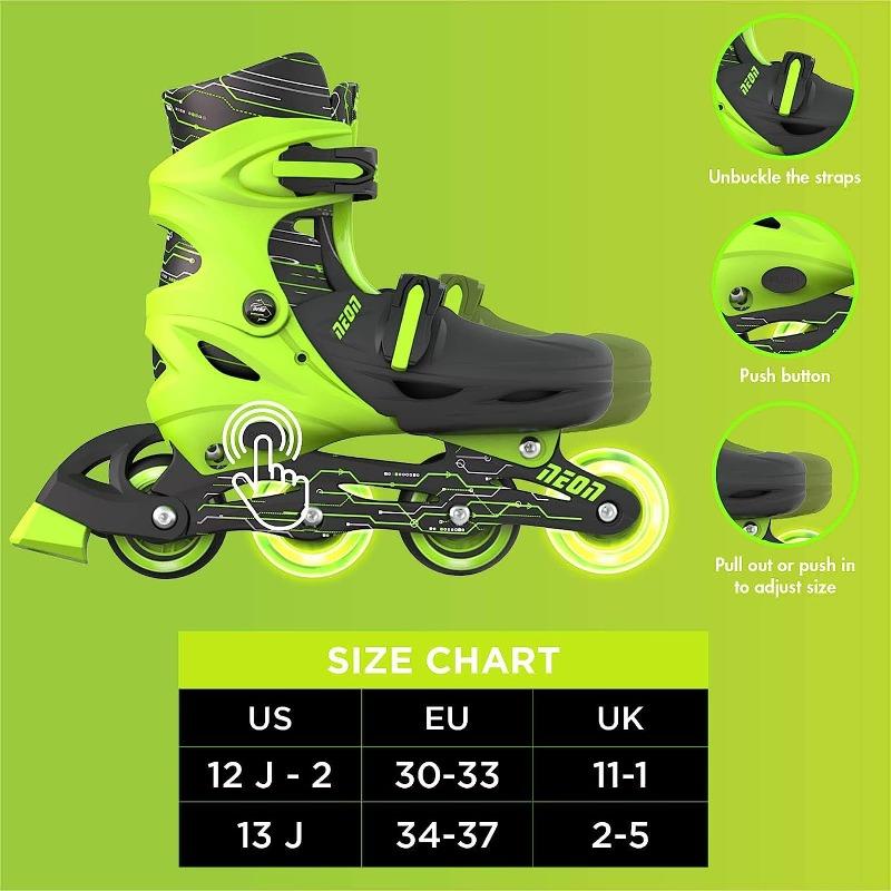 Yvolution Green Neon Combo Skates - Size 34-37