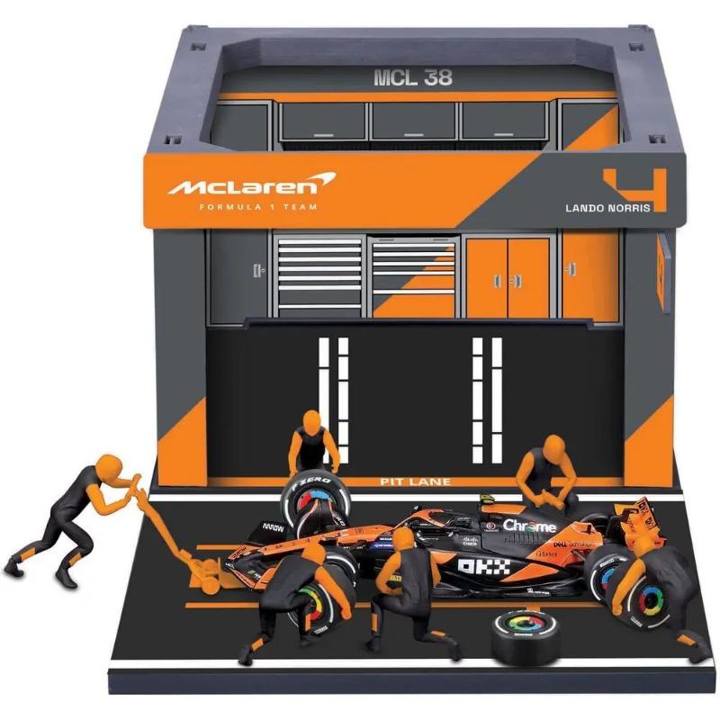 بوراغو – سيارة فورمولا 1 McLaren Team MCL38 لاندو نوريس (Pit Pass) أسود وبرتقالي بمقياس