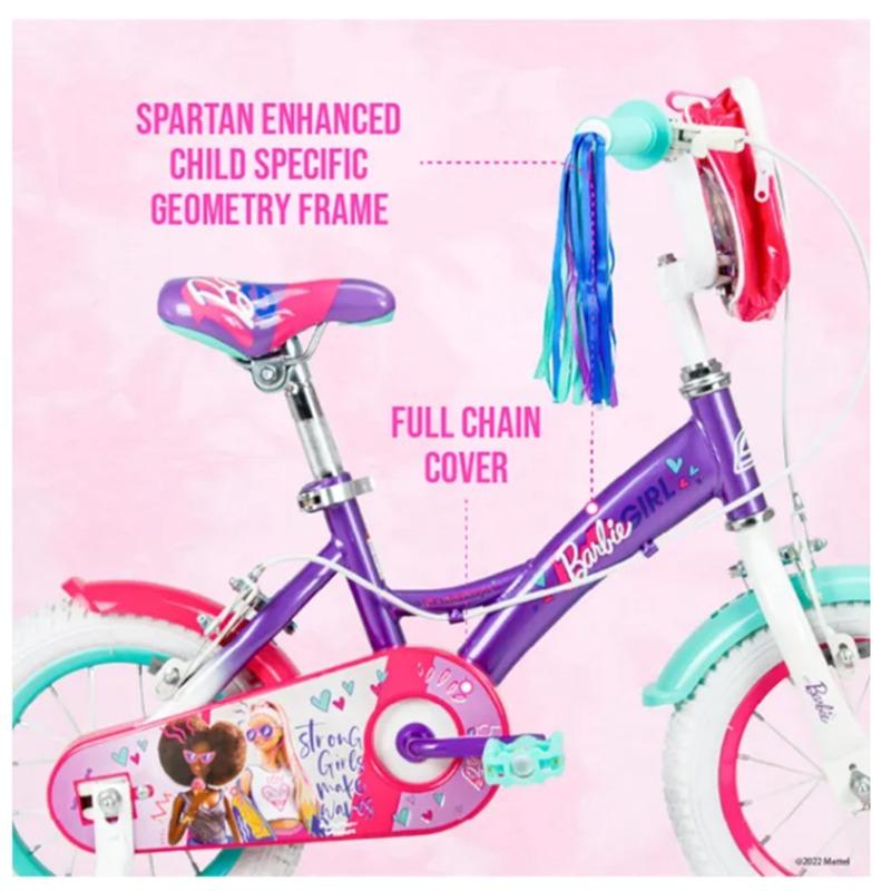 سبارتان - دراجة باربي 12 بوصة مع حقيبة بسحاب قابلة للإزالة