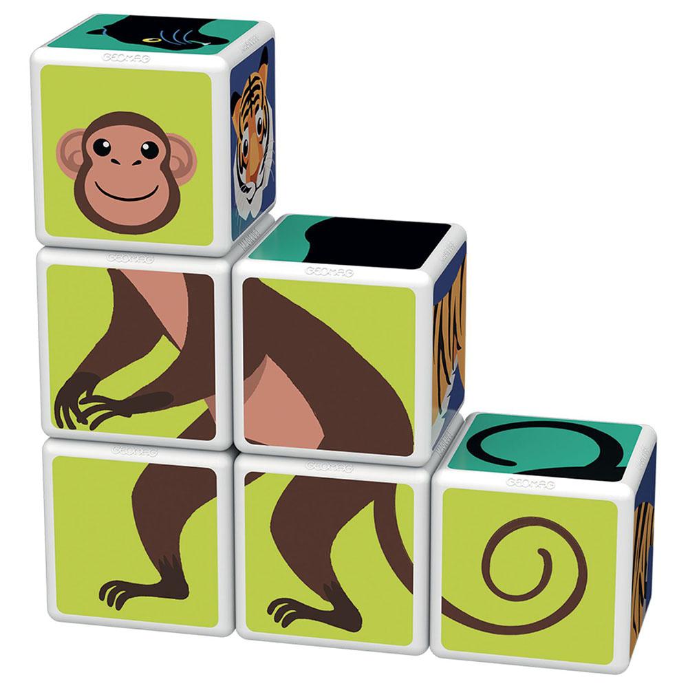 Geomag Magicube Printed Jungle Animals With Cards - 9 Pcs