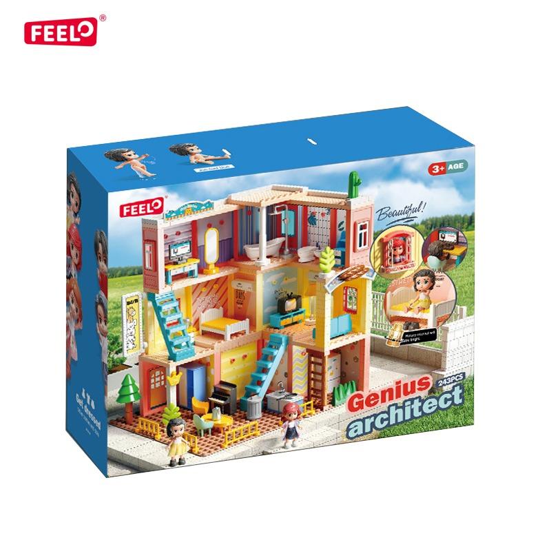 Feelo Genius Architect Multi-Room Dollhouse Blocks Set | 243 Pieces