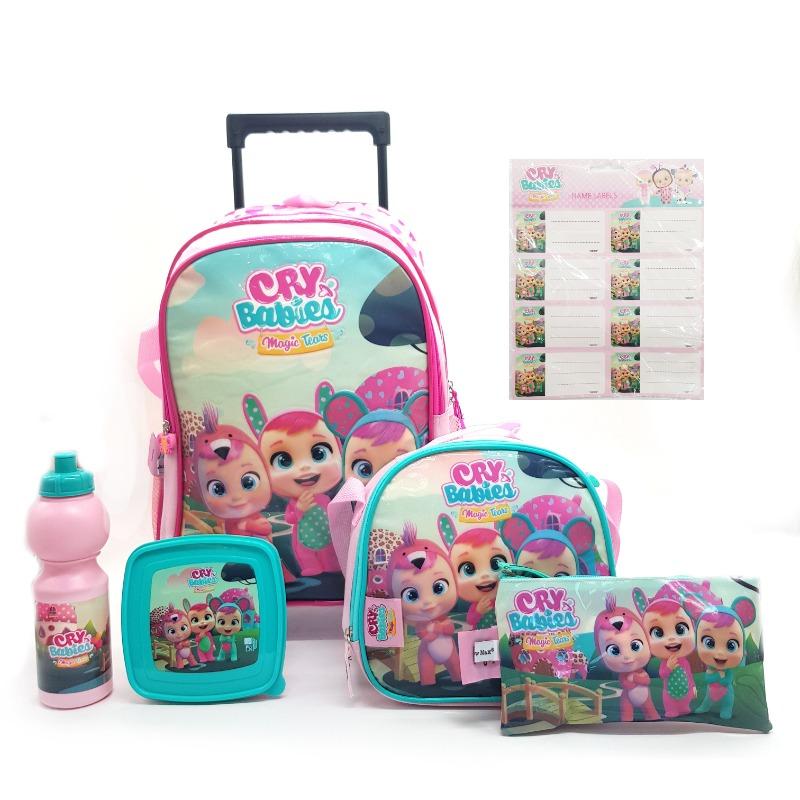 6 IN 1 Backpack Trolley Set - Cry Babies