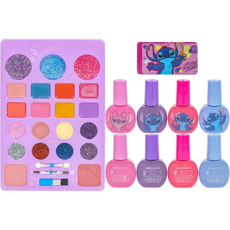 Disney Stitch Light-Up Cosmetic Vanity Set with Lip Gloss, Eyeshadow & Cheek Shimmers for Kids