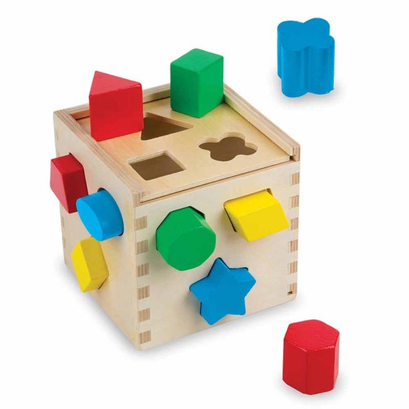 Melissa & Doug Wooden Shape Sorting Cube - Educational Toddler Toy