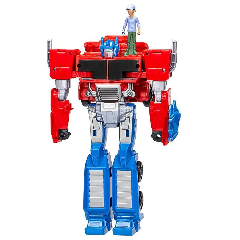 Transformers Toys Earth Spark Spin Transformer Optimus Prime 8 in Figure with 2 in Ruby Malto Figure