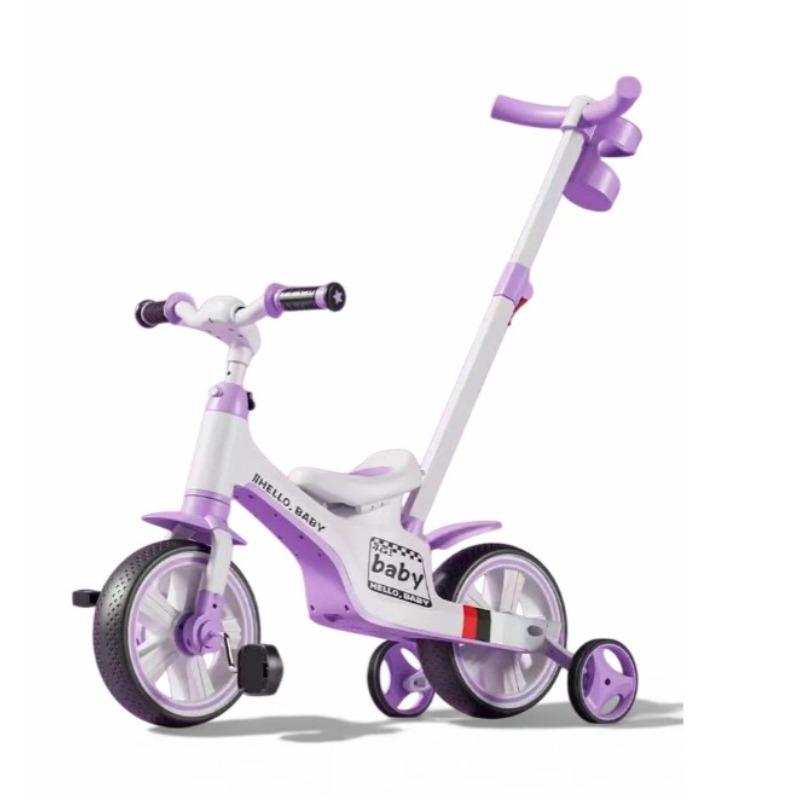 Tobbi Kids 3 in 1 Tricycle With Parent Push Handle- Purple