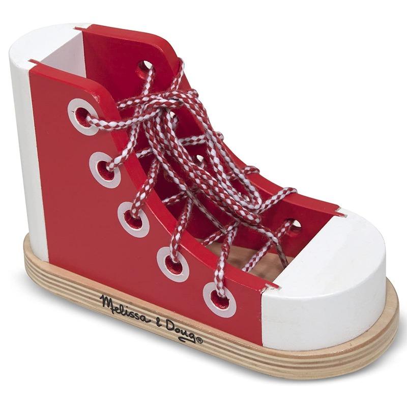 Melissa And Doug Deluxe Wood Lacing Sneaker - Learn to Tie a Shoe