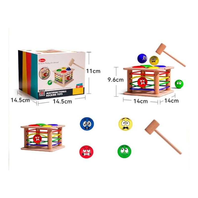 أون شاين - مكعبات فرز خشبية مع كرات ومطرقة