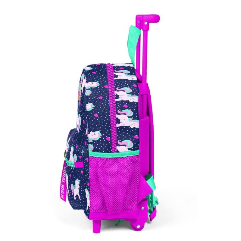 Tiny Nest Trolley Backpack Unicorn Patterned Navy Blue Pink