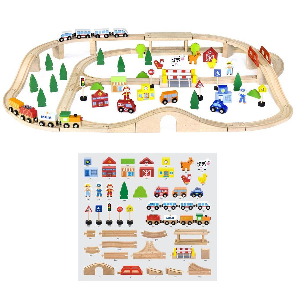 VIGA Wooden Train Set - 90 Pcs