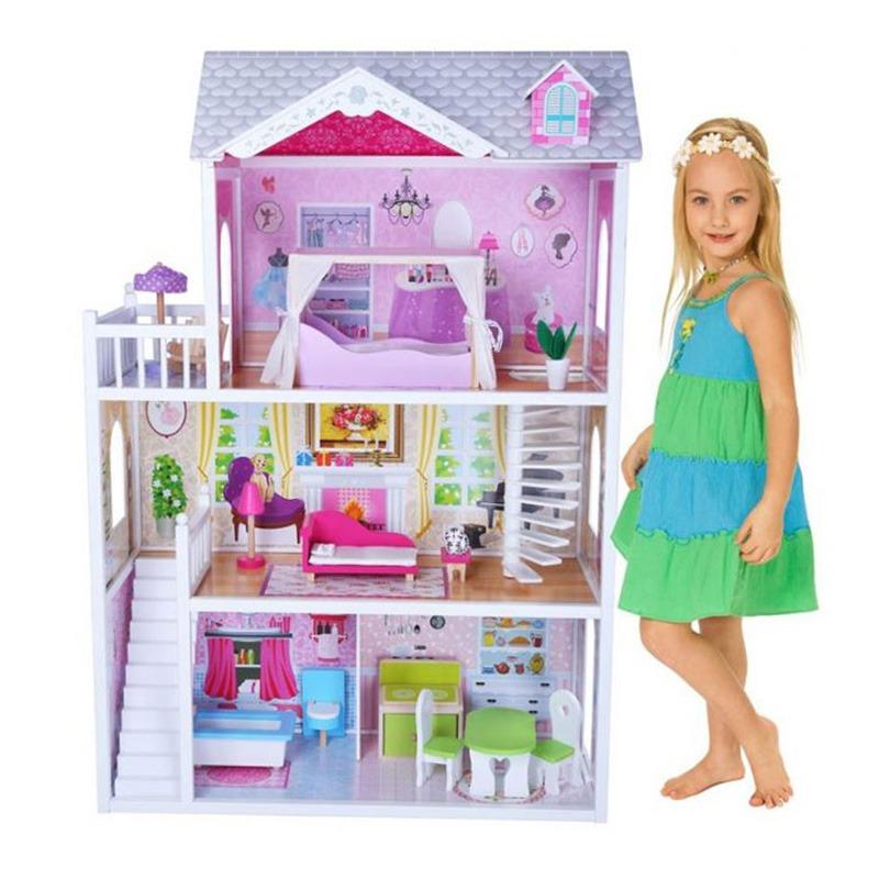 Edufun Wooden Dollhouse with 3 Floors