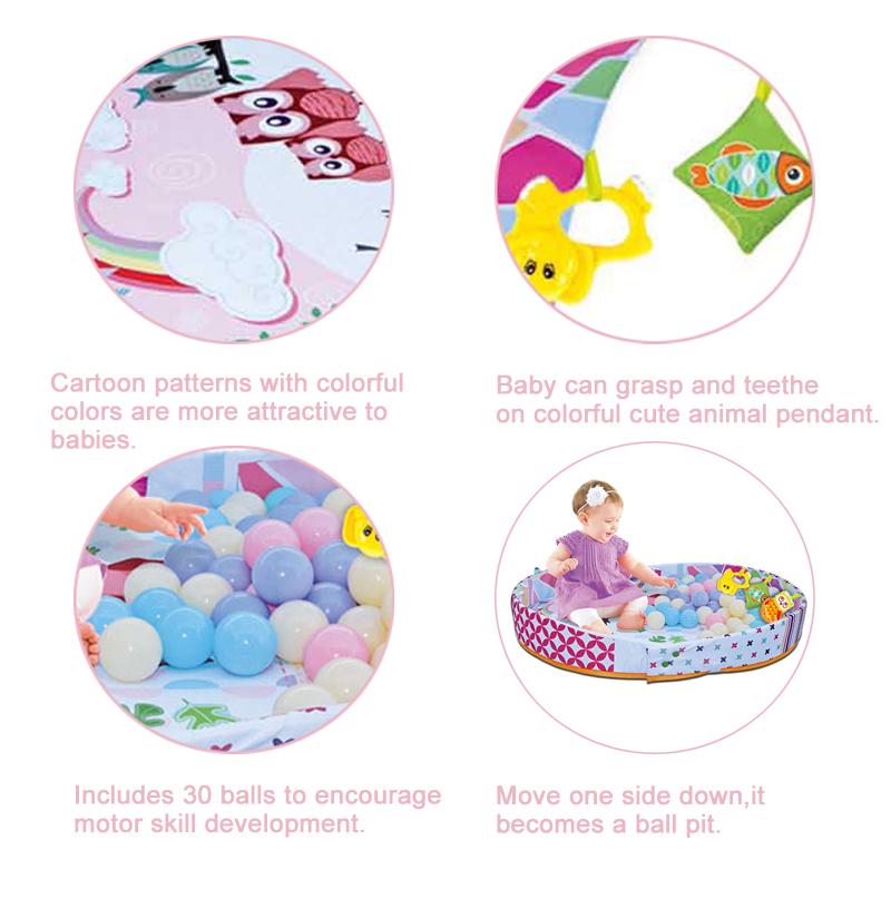 Baby Blanket 3 In 1 Cute Cartoon Gym Blanket with Balls