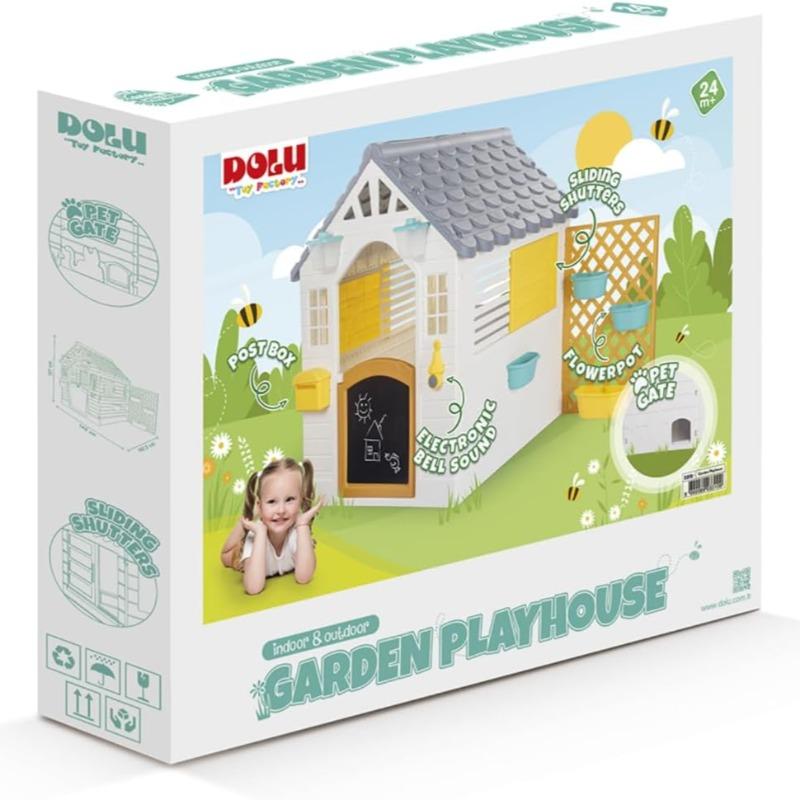 Filled Garden Playhouse with Fence