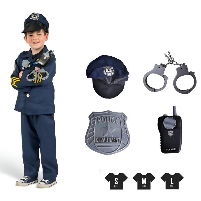 بدلة شرطة بأكمام طويلة مع قبعة