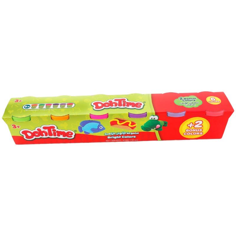 Dohtime 4+2 Pack Bright Colors Modeling Dough Set - Non-Toxic Kids Clay
