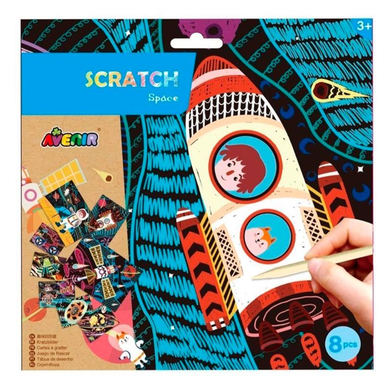 Avenir Scratch Art Kit 8 Pack - Space