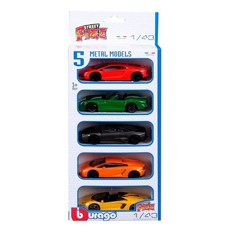 بوراجو - سيارات فاير ستريت 5 قطع - ألوان متنوعة