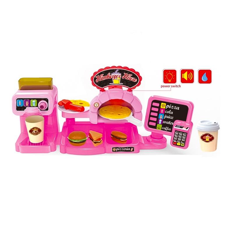 مجموعة لعب آلة صنع القهوة مع أضواء أصوات وماء لون وردي