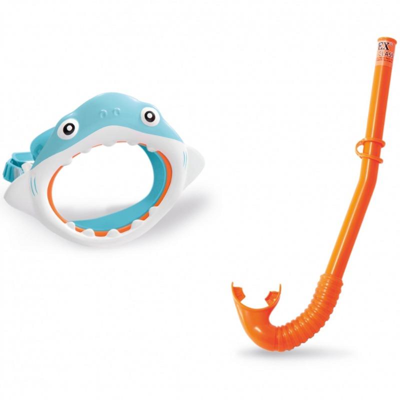 انتكس - طقم نظارات غوص للاطفال بتصميم سمك القرش - متنوع