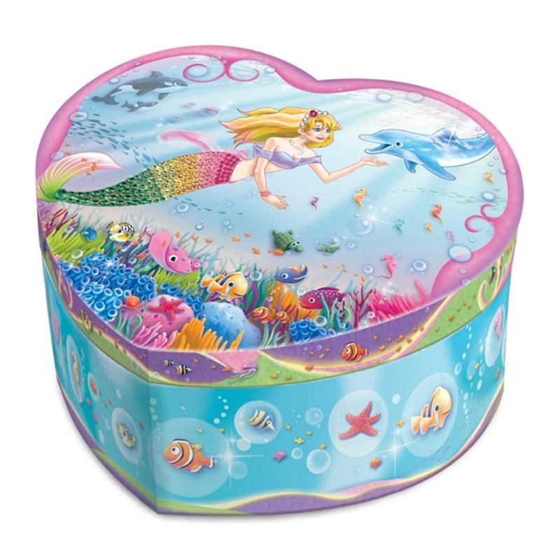 Mermaid Printed Musical Jewelry Box - Heart Shape